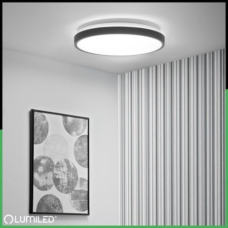 LED stropní podhled 24W 4000K CELIS Round IP44 Black Ring ALS LUMILED Povrchová montáž