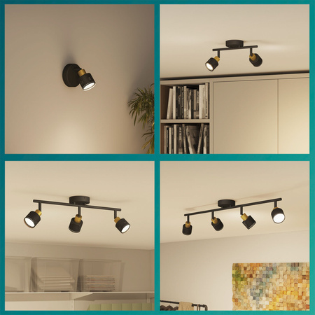 Reflektorové stropní svítidlo 3x GU10 černá-měděná Niall Philips