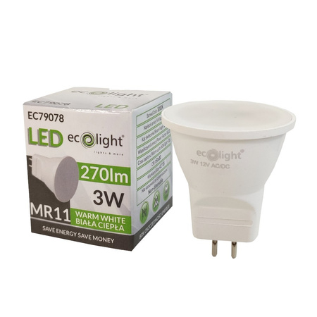 LED žárovka MR11 3W 270lm 3000K Teplá bílá 120° 12V ECOLIGHT