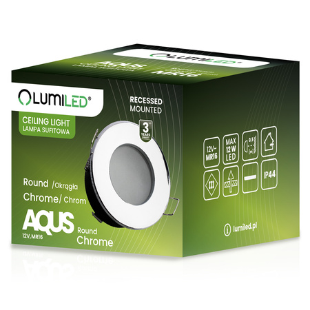 Halogenová Osvětlení Podhledová Koupelnová Hermetická GU10, IP44 Stálá Chrom AQUS LUMILED