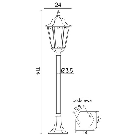 Venkovní zahradní lampa LANTERN E27 Retro Classic K 5002/2 114cm černá Su-Ma