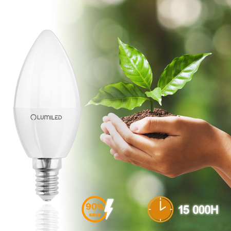 Žárovka LED Svíčka B35, E14 10W = 75W 1055lm 6500K Studená bílá 180° LUMILED