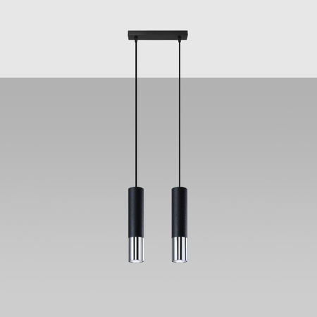 LED závěsné stropní svítidlo LOOPEZ 2xGU10 Black Chrome SOLLUX