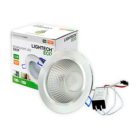 Stropní svítidlo 12W zapuštěné LED DOWNLIGHT DEEP kulaté 4000K 960lm stříbrná