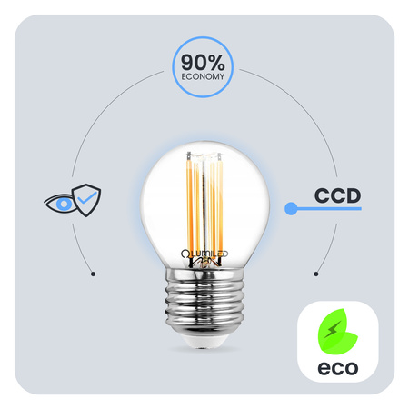 LED žárovka E27 P40 Filament 4W = 40W 470lm 4000K neutrální bílá 360° LUMILED