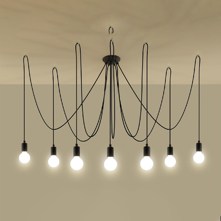 EDISON 7xE27 Pavoučí lustr Závěsné stropní svítidlo Loft Black SOLLUX