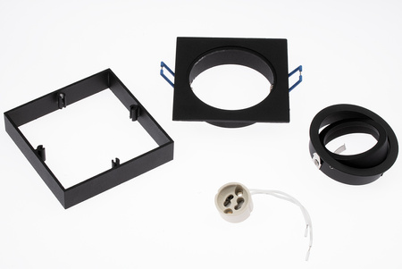 Halogenová svítidlo GU10, TUBA SPOT Nastavitelná Čtvercová Černá 20mm MIDI + LED GU10, 8W 4000K LUMILED