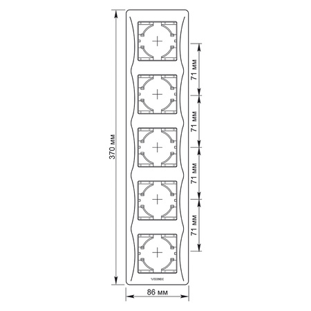 Horizontální rámeček pro zásuvky Pětinásobná povrchová montáž BINERA VIDEX, bílá