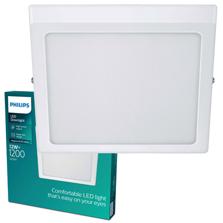 Plafond Panelová LED přisazená stropní lampa MAGNEOS 12W 2700K 21cm Bílé Downlight Square PHILIPS