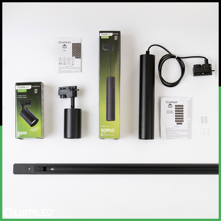 Sada osvětlovacích přípojnic 2m + 5x GU10 Bodové světlo černé LUMILED