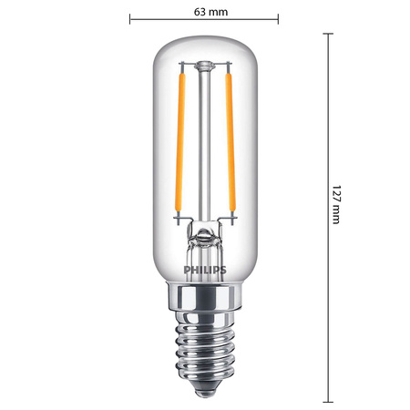 LED žárovka E14 T25 2.1W = 25W 250lm 2700K Teplá bílá Filament PHILIPS
