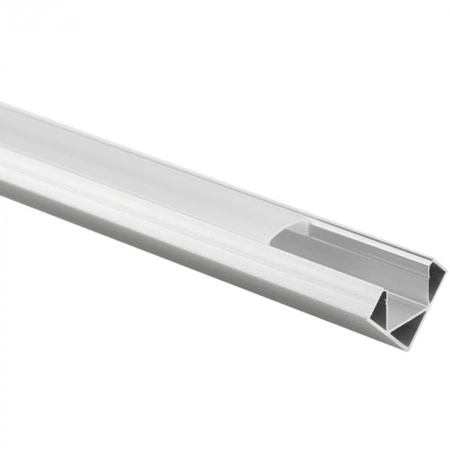 LED rohový hliníkový profil, povrchově eloxovaný 2m s mléčným stínítkem pro LED pásky + koncovky Ecolight řady R