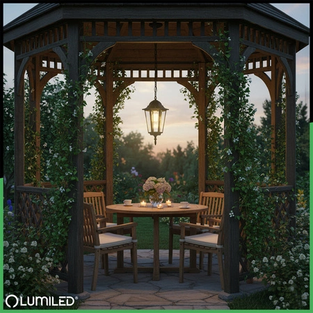 Závěsná zahradní lampa E27, LED lucerna Černá BELLIS LUMILED