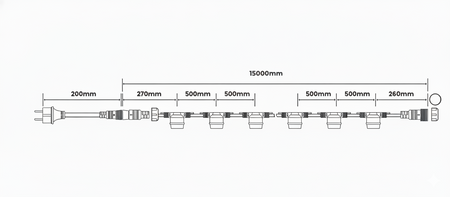 Venkovní řetěz 15m, 30x E27 Žárovky 1.3W 2200K NARCI LUMILED