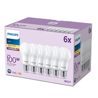 Sada 6x LED žárovky E27 A65 13W = 100W 1521lm 2700K Teplá 150° PHILIPS