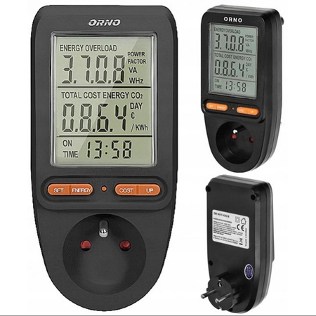 Měřič spotřeby elektřiny s LCD displejem Měřič spotřeby elektřiny pro zásuvku ORNO