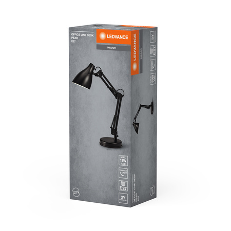 Stolní lampa Stolní stojan nastavitelný E27 černý USB-C Kancelářská linka Ledvance