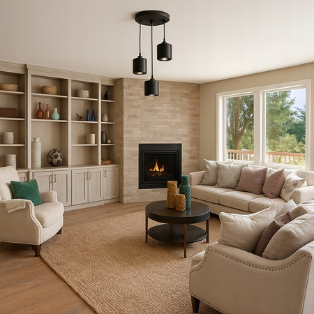 Stropní svítidlo Závěsné svítidlo 3x E27 Round Black Copper Elza Masterled