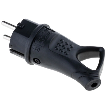 Gumová zástrčka napájecí 16A 230V IP44 hermetická s rukojetí