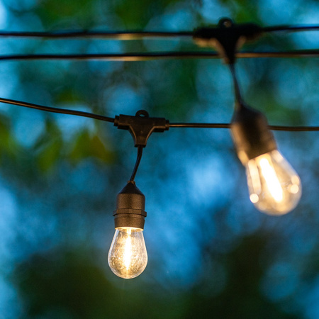 Solární zahradní girlanda 15x LED Dekorativní žárovky 10m + Dálkové ovládání IP65 2700K Teplá SOLLIS LUMILED