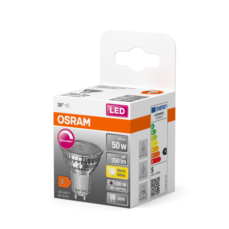 LED PAR16 reflektor GU10 4,5W = 50W 350lm 2700K teplý CRI90 36° stmívatelný SUPERSTAR Osram