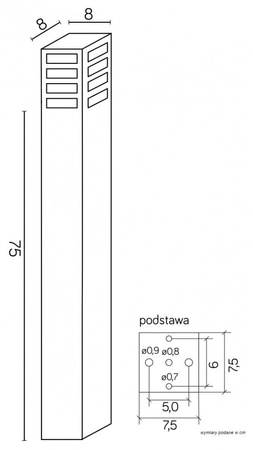 Venkovní stojací zahradní lampa POST RADO III 1 BL E27 75cm Su-Ma