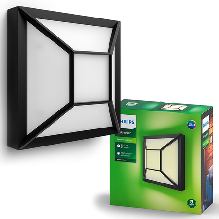Zahradní lampa LED nástěnná lampa DROSERA myGarden 12W 2700K IP44 Strop 19cm Černobílá PHILIPS