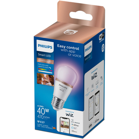 LED žárovka E27 P45 4,9W = 40W 2200-6500K + RGB SMART WiFi Philips WiZ