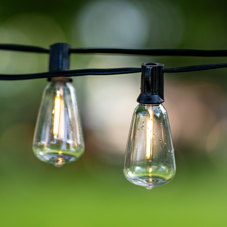 Solární zahradní girlanda 40x LED dekorativní žárovky 14,5 m 2700K Warm + PYRIS LUMILED dálkové ovládání