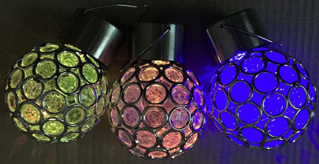 LED solární zahradní lampa KULA Sádra 8cm LED RGB závěsná Volteno