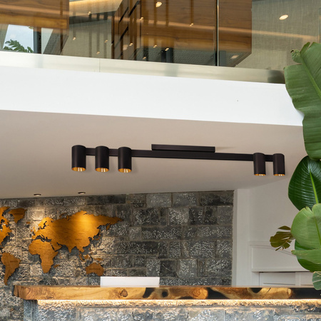 Stropní svítidlo 5x GU10 černá zlatá MARIBEL Sanico Goldlux