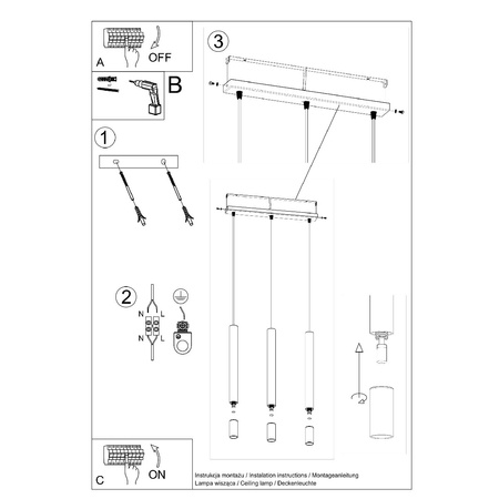 WEZYR LED závěsné stropní svítidlo 3xG9 černé SOLLUX