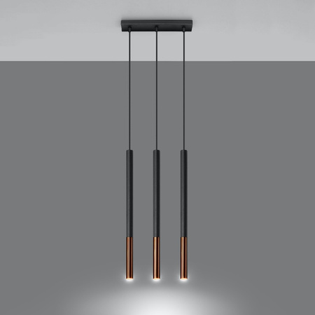 MOZAICA 3L 3xG9 Závěsné stropní svítidlo Elegantní černá-měď SOLLUX