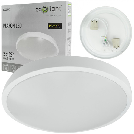 Plafond LED svítidlo pro povrchovou montáž 2x E27 White Round Ecolight