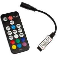 Rádiový ovladač pro RGB LED pásky 72W 6A 18 tlačítek + RF DÁLKOVÉ OVLÁDÁNÍ 5V~24V DC ID-2070 černý