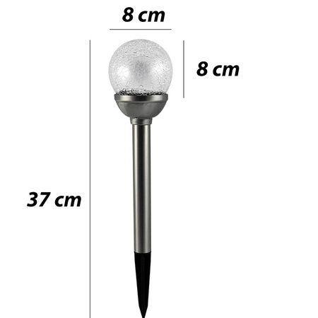 Zahradní LED koule se solárním pohonem Glass Inox 8 cm GOLDLUX (Polux)