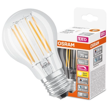 LED žárovka E27 A60 7,5W = 75W 1055lm 2700K Warm 300° CRI90 Stmívatelné vlákno OSRAM SUPER STAR+
