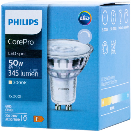 LED žárovka GU10 5W = 50W 350lm 3000K Teplá bílá 36° PHILIPS