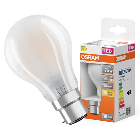 LED žárovka A60 B22d 7,5W = 75W 1055lm 2700K teplá bílá 300° Retrofit Filament CLASSIC Osram