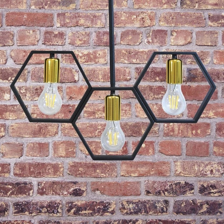 Retro stropní závěsné svítidlo 3x E27 černá + zlatá Honey GOLDLUX (Polux)
