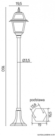 Stožár venkovní zahradní lampy LANTERN E27 Vitráž K 5002/1 N 160cm černá Su-Ma