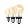 3x LED žárovka E27 A60 7W = 40W 550lm 2200-4500K CCT FILAMENT SMART Smart Bluetooth ZigBee White Ambiance Philips HUE