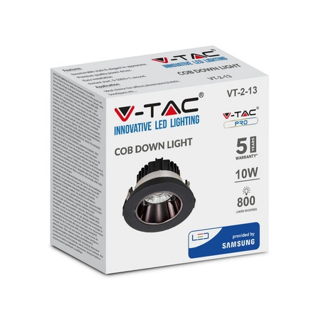 Bodové 10W 6400K LED svítidlo COB SAMSUNG CHIP VT-2-13 V-TAC s náklonem pod omítku