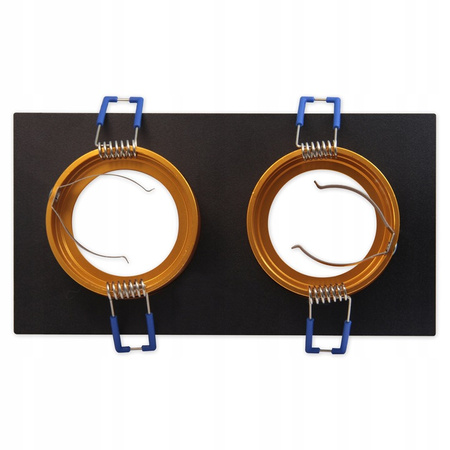 SPOT 2x GU10 obdélníkové černé zlato zapuštěné dvojité zapuštěné svítidlo