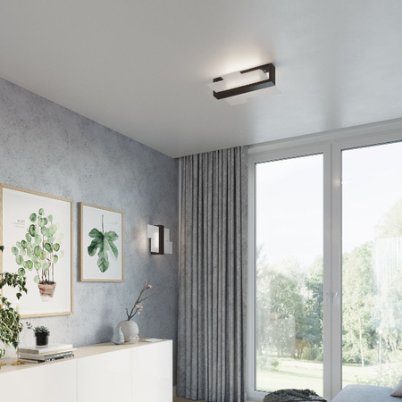 FENIKS 2 2xE27 Moderní bílé dřevěné stropní svítidlo SOLLUX pro zapuštěné osvětlení