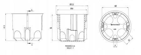 PK60 hluboká větruodolná instalační krabice pro sádrokartonové desky + šrouby PAWBOL