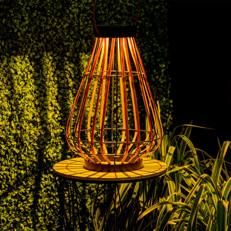 LED solární lampa Venkovní zahradní stojací závěsná lucerna 3000K IP44 37cm soumrakový senzor