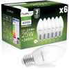 6x Žárovka LED E27, B35 2.5W = 25W 249lm 4000K Neutrální bílá 180° LUMILED