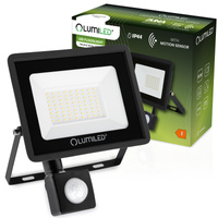 ZUNA Reflektor LED 50W 4500lm 4000K IP44 Černý pohybový senzor LUMILED