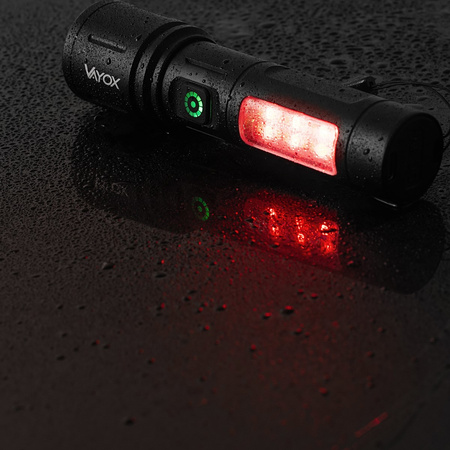 Dobíjecí LED taktická svítilna 5W 260lm Ruční napájení + SMD VA0184 VAYOX